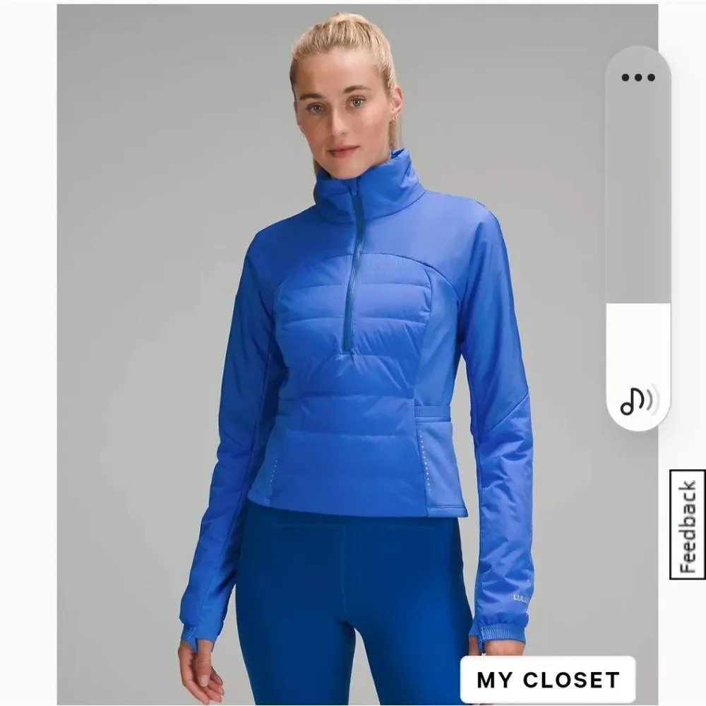 Lululemon Down for It All Cropped Half-Zip PulloverPipe Dream Blue size 4 NWT